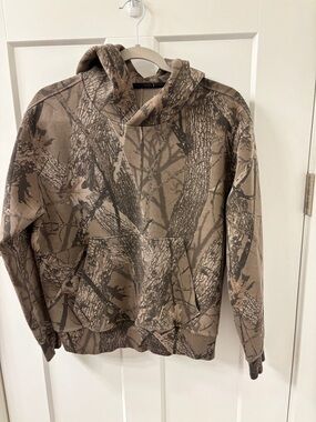 Camo Tree-Print Hoodie - Taupe